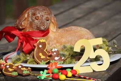 Close-up of christmas cookies on table