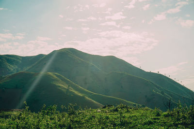 Scenic view of mountains against sky