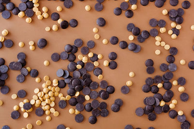 High angle view of candies on table