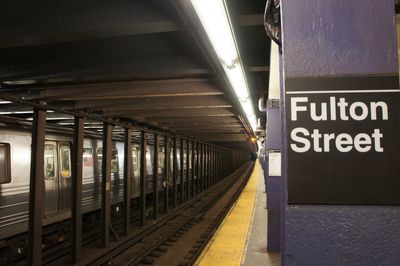 Train at railroad station platform