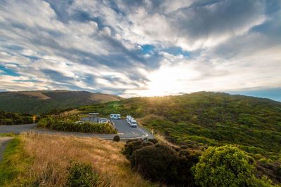 High angle view of landscape against sky