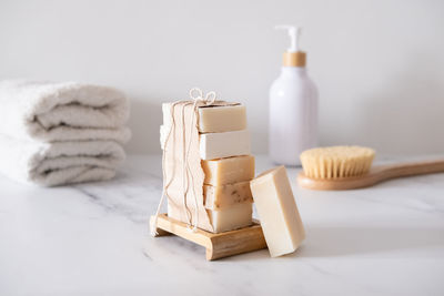 A stack of natural organic handmade soap