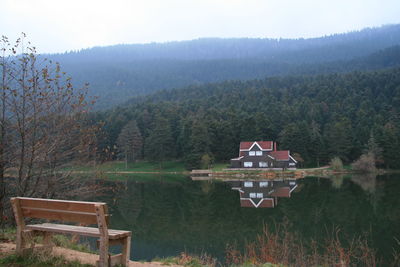 Scenic view of lake and mountains