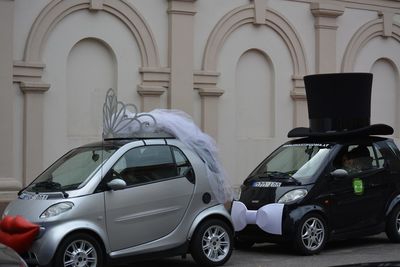 Cars parked on street