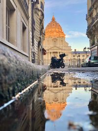 Reflection of buildings in water