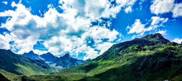 Panoramic view of mountains against sky