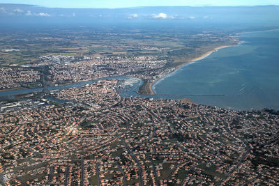 High angle view of buildings in city