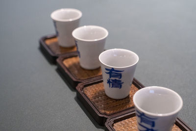High angle view of coffee on table