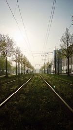 Railroad track on road