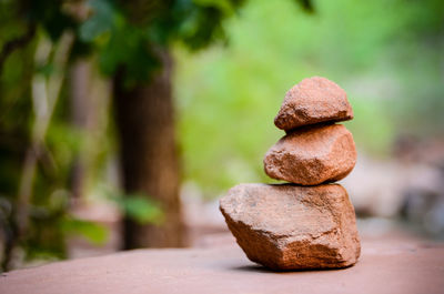 Stacked rocks in a park.
