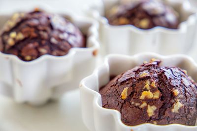 Close-up of cake in plate on table