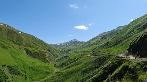 Scenic view of green landscape against sky