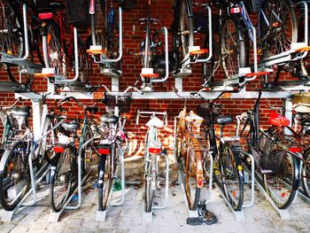 Bicycles parked on street