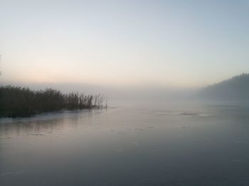 Scenic view of lake against clear sky