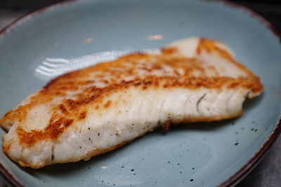 High angle view of bread in plate on table