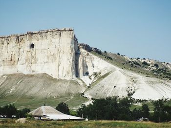 Built structure on land against clear sky
