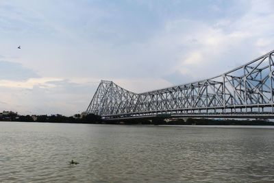 Suspension bridge over river