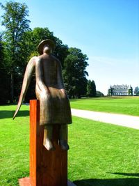 Low angle view of statue against sky