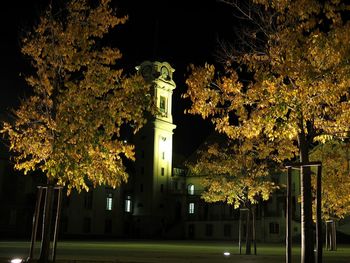 Illuminated street light at night