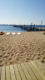 Scenic view of provincetown beach against clear sky