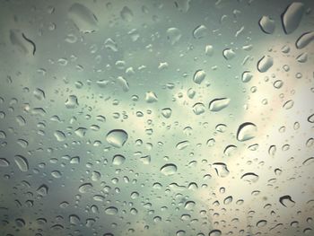 Full frame shot of raindrops on window