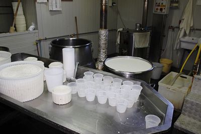 High angle view of wine in container on table