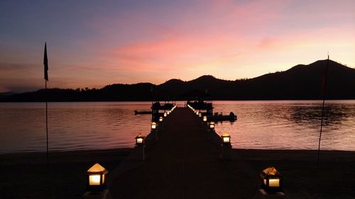 Scenic view of mountains at sunset