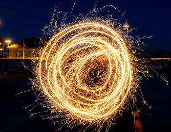 Firework display at night