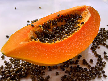 High angle view of orange slice