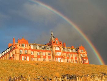 View of rainbow over building