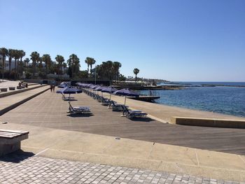 View of calm sea against clear sky