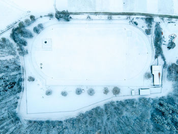 High angle view of snow in bathroom