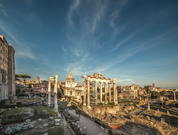 View of old building in city against sky