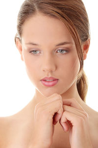 Close-up portrait of young woman