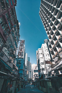 Low angle view of buildings against clear sky