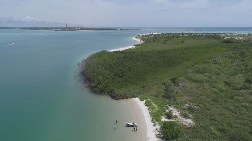 High angle view of beach against sky