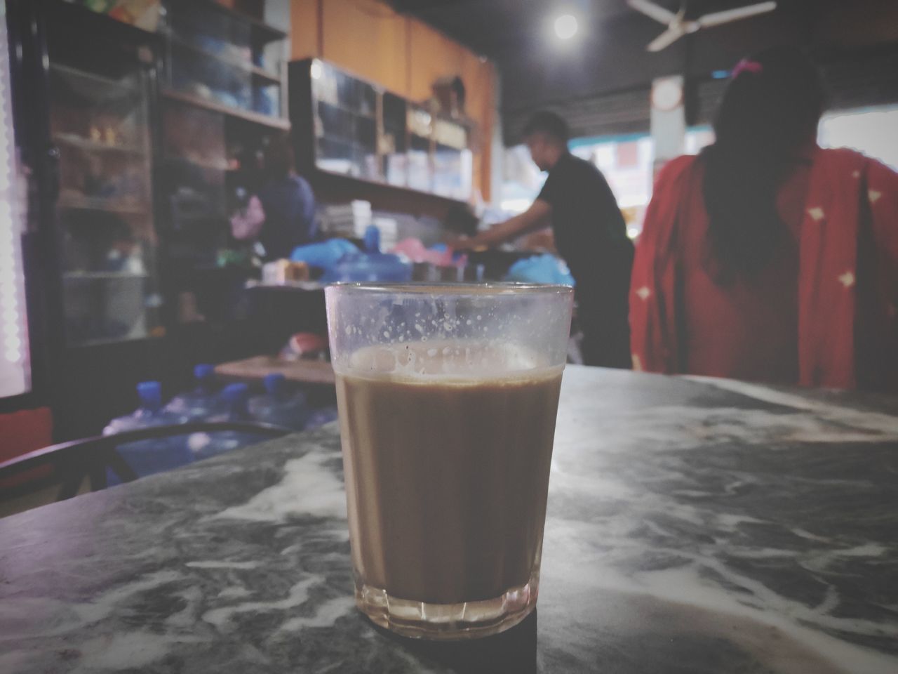 VIEW OF DRINK ON TABLE