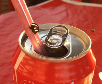 Close-up of metal container