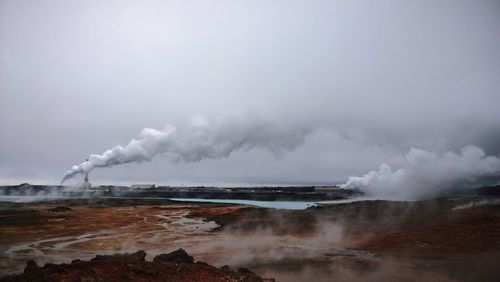 Scenic view of sea against cloudy sky