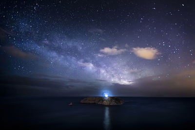 Scenic view of sea against sky at night