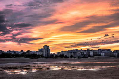 Sunset over city