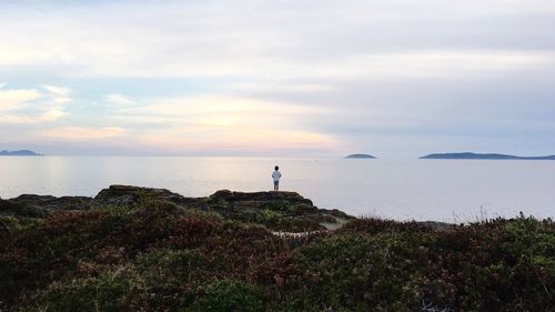 Scenic view of sea against sky during sunset