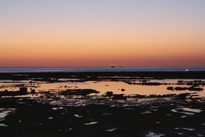 Scenic view of sea at sunset