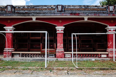 Exterior of old building in city