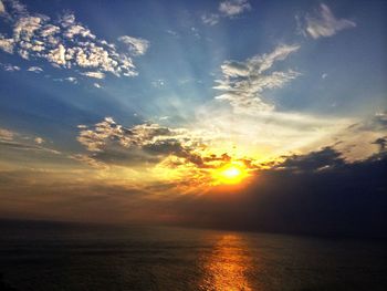 Scenic view of sunset over sea