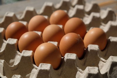 Close-up of eggs in container