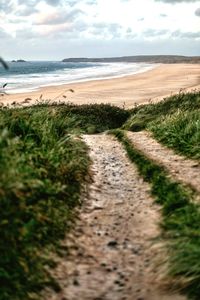 Scenic view of beach against sky