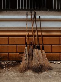 Brooms against wall