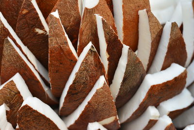 Close-up of sliced coconut 