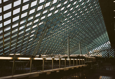 Low angle view of illuminated building in city